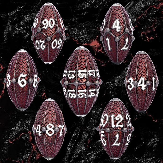 ARUOHHA DND Metal Dice Black Red Dragon Egg Dice - Image 2