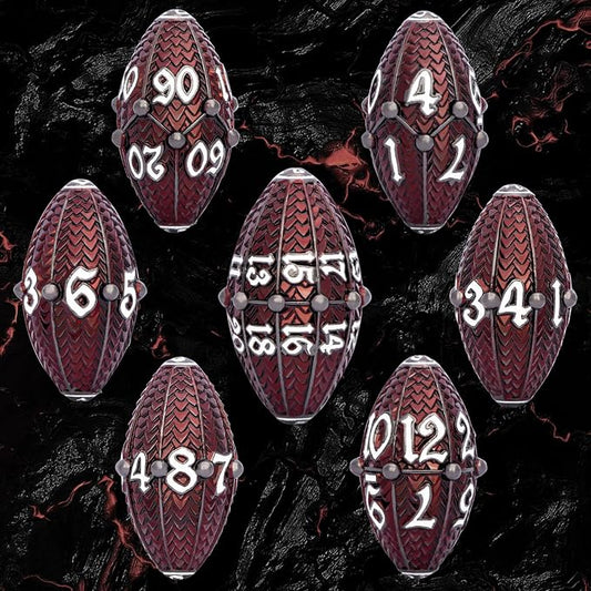 ARUOHHA DND Metal Dice Black Red Dragon Egg Dice - Image 2