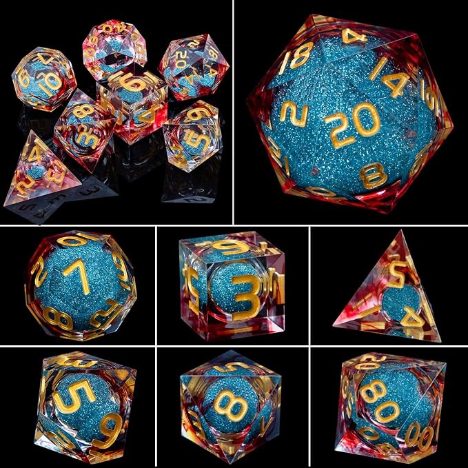 ARUOHHA Liquid Core DND Dice Set, Role Playing Dice Set D20 D12 D10 D8 D6 D4 - Image 5