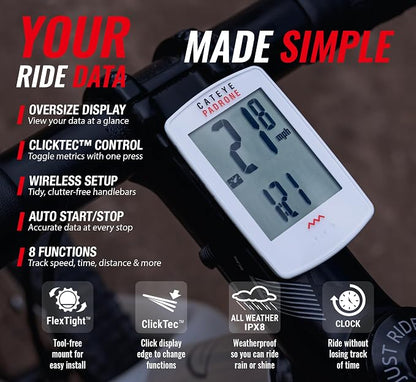 CATEYE Padrone Wireless Bike Computer – Oversized Display Cyclocomputer - Image 3