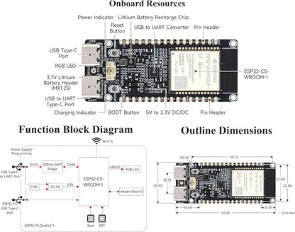 ESP32-C5 5GHz/2.4GHz Dual-Band Wi-Fi 6 Development Board, 240MHz RISC-V - Image 6