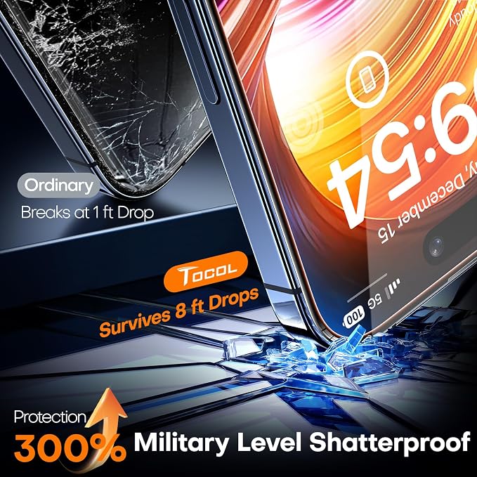 TOCOL for iPhone 15 Pro Max Screen Protector 9H Hardness Military Grade - Image 4