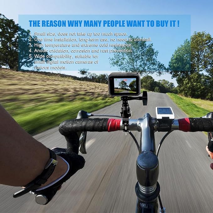 Bike Handlebar Mount for GoPro, 360 Degree Aluminium Alloy Motorbikes Round - Image 8
