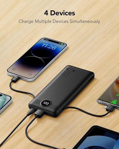 VRURC Portable Charger Built-in Cables and AC Wall Plug, USB C Power Bank - Image 6