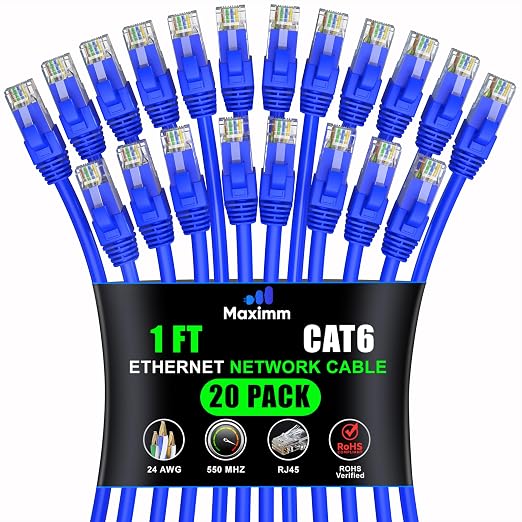 Maximm Cat 6 Ethernet Cable 1 ft by MaximmCable