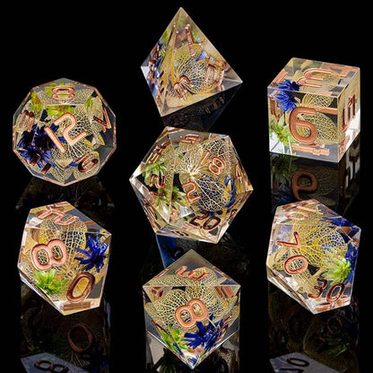 ARUOHHA DND Resin Dice Translucent Yellow Leaf Sharp Edged Dice Set - Image 2