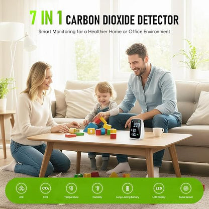 5-in-1 CO2 Carbon Dioxide Detector, Dienmern Portable Air Quality Monitor Indoor - Image 2