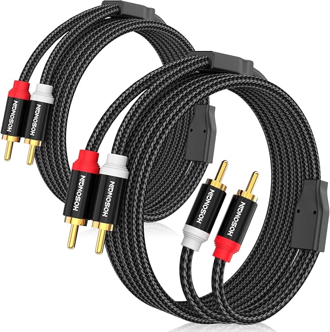 HOSONGIN RCA Cables 8FT 2 Pack, 2-Male to 2-Male RCA Audio Stereo Subwoofer by HOSONGIN