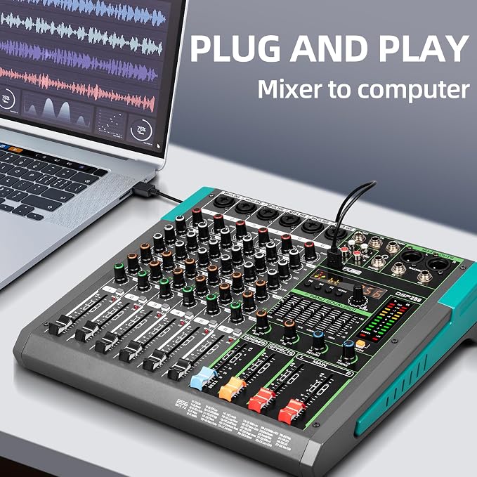Depusheng PA6 professional DJ audio mixer 6 channel input built-in 256 kinds of - Image 4