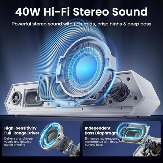 Deeyaple Computer Speakers, 40W Wireless Soundbar - Image 2