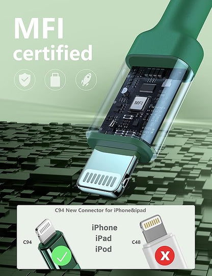 USB C to Lightning Cable 6FT 2Pack USB-C Fast Charger Cable Mfi Certified Type - Image 3