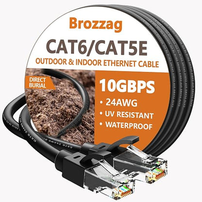 Ethernet Cable 25ft For Cat6/Cat5E, 10Gbps Compatible by Brozzag