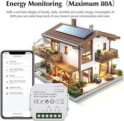 eMylo 2 Channel WiFi Power Meter 80A+80A Smart Power Monitor, Clamp Ammeter - Image 4