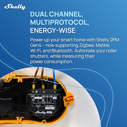 Shelly 2PM Gen4 | Wi-Fi, Zigbee & Matter 2-Channel Smart Relay Switch - Image 4