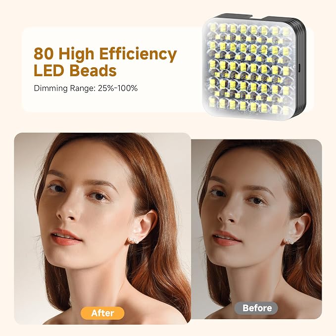 80 LED Selfie Light with 3 Modes, Portable Phone Light with Clip & 1/4 in Screw - Image 3