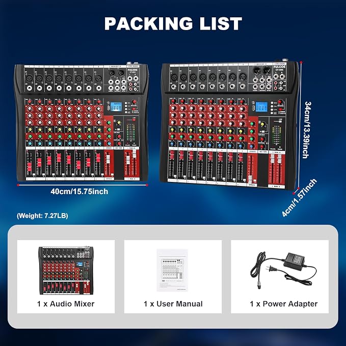 8 Channel Audio Mixer, Professional Music Mixer Board DJ Mixing Console - Image 9