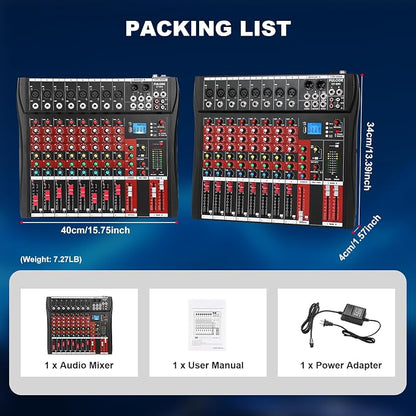 8 Channel Audio Mixer, Professional Music Mixer Board DJ Mixing Console - Image 9