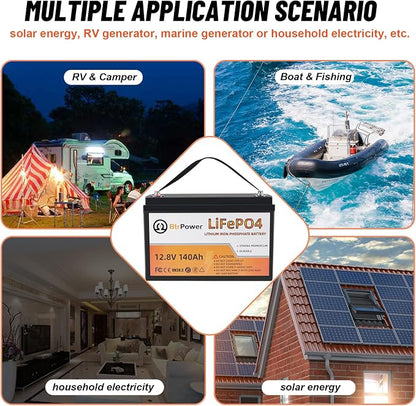 4 Pack 12V 140Ah Lithium LiFePO4 Deep Cycle Battery, Support 4S4P, Built-in - Image 7