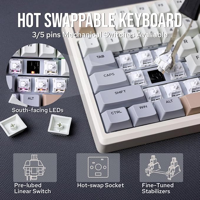 EPOMAKER Galaxy100 QMK/VIA Wireless Gaming Keyboard, Aluminum Shell, Pre-Lubed - Image 6