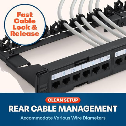 Everest RJ45 24 Port Cat6 / 6A Patch Panel – Modular 6-Port Removable Panels - Image 5