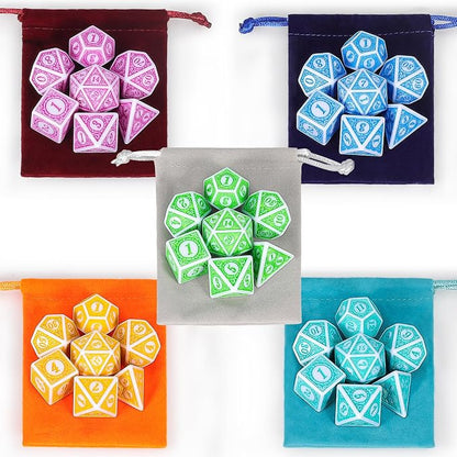 CiaraQ DND Dice with 5 Pouches, 5 Sets of Retro Polyhedral Dice - Image 3