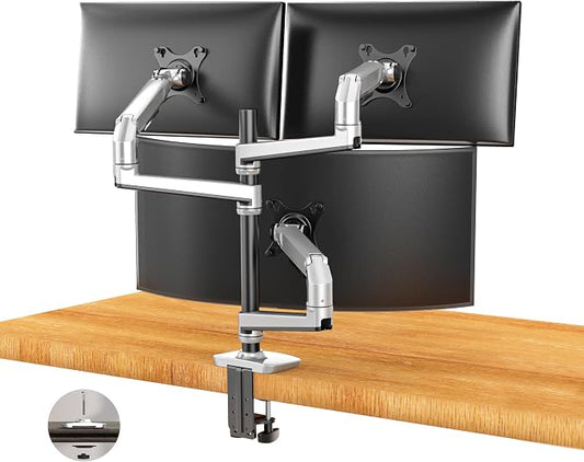 Triple Monitor Mount, Holds Screens up to 40 Inches and 25 lbs, Fully by Ergounion