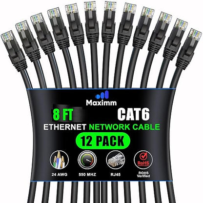 Maximm Cat 6 Ethernet Cable - 8 ft - High-Speed LAN by MaximmCable