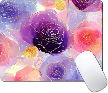 Aesthetic Gold Texture Rose Flower Custom Mouse Pad by IMAYONDIA