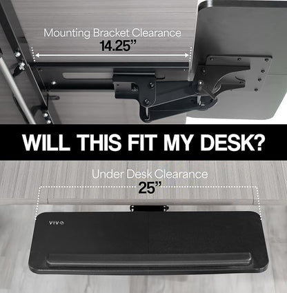 VIVO Adjustable Computer Keyboard and Mouse Platform Tray Ergonomic Under Table - Image 4