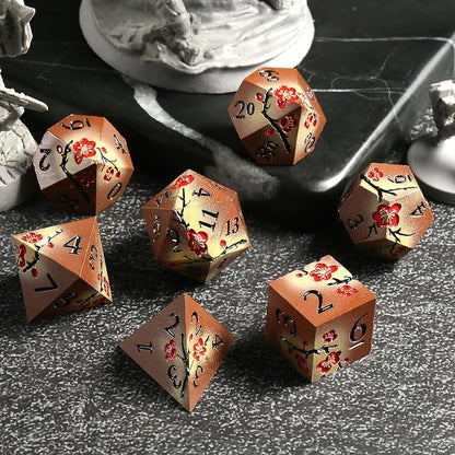 Metal Dice Set DND, DNDND 7 PCS Metallic Flowers D&D Dice - Image 4