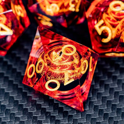 ARUOHHA DND Resin Dice Gazes Eye Dice Liquid Core Flaming RPG Sharp Edged Dice - Image 5