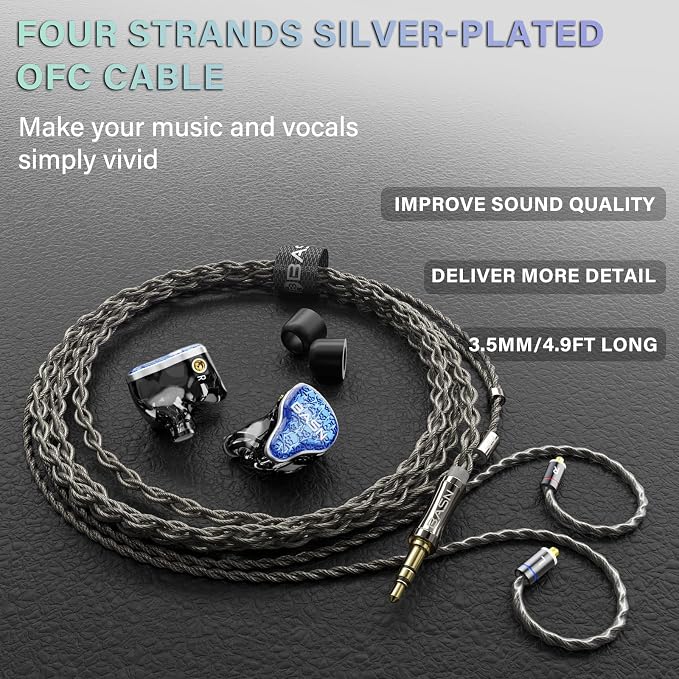 BASN Bmaster5 in Ear Monitors, 5 Drivers Drummer Headphones - Image 3