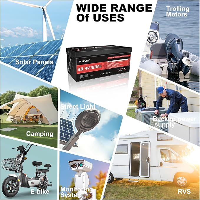 38.4V 100Ah LiFePO4 Lithium Golf Cart Battery, Built-in 200A BMS & 15000 Cycles - Image 5