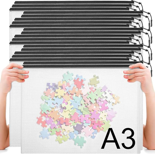 20pcs Plastic Mesh Zipper Pouch Bags, A3 17x12 Inches Extra Large Zipper Bags by YOPCDJ