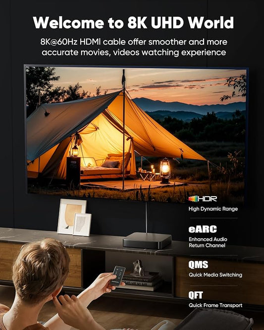 Capshi 75ft 8K 4K@120Hz HDMI Cable Long, Fiber Optic 48Gbps High Speed Cord - Image 2