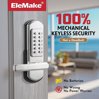 Left Handed Keyless Door Lock, Mechanical Keypad Door Lock - Image 2
