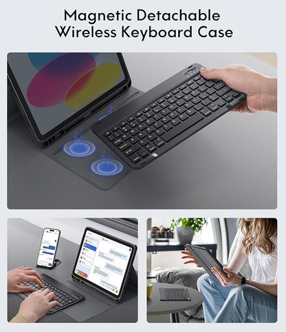 CHESONA Keyboard Case for iPad 11th/10th Generation, Detachable Wireless - Image 4