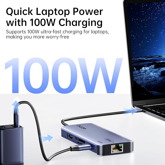8-in-1 USB C Hub Adapter for MacBook, 4K60Hz HDMI, 100W PD Charging, USB 3.0 - Image 5