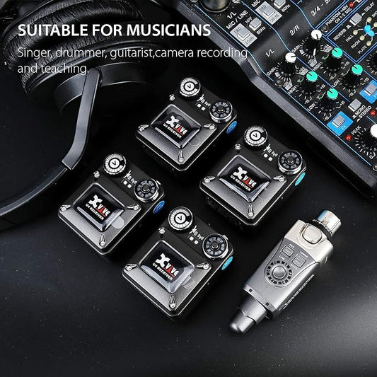Xvive U4R4 Wireless in-Ear Monitor System 1 Transmitter and 4 Beltpack Receiver - Image 2