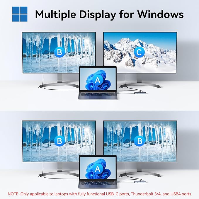 USB C Docking Station Dual Monitor 4K@60Hz DP Alt Mode, USB C Video Hub - Image 3