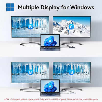 USB C Docking Station Dual Monitor 4K@60Hz DP Alt Mode, USB C Video Hub - Image 3