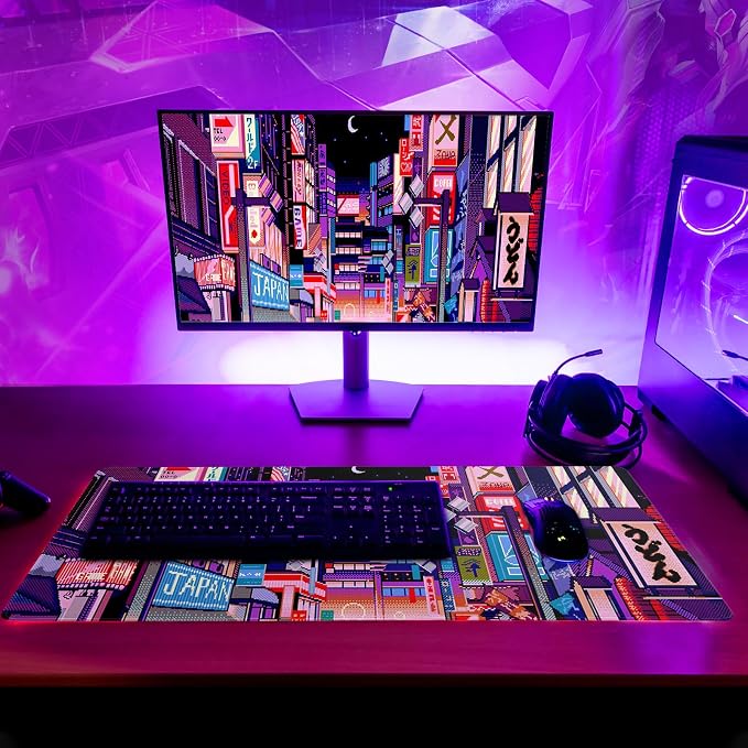 Dark Purple Japanese Gaming Mouse Pad Abstract Anime Mat 31.5x11.8 Inch Tokyo - Image 6
