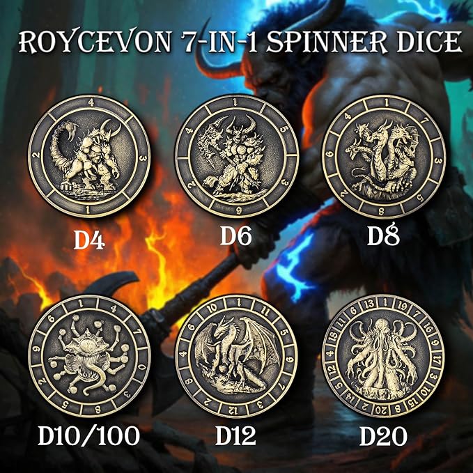7 in 1 D6 Spinner DND Dice Set D&D, Metal Cube D and D Dice - Image 3