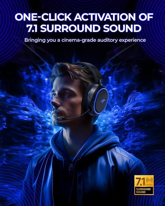 Wireless Gaming Headset, 7.1 Surround Sound, 2.4GHz USB Gaming Headphones - Image 2