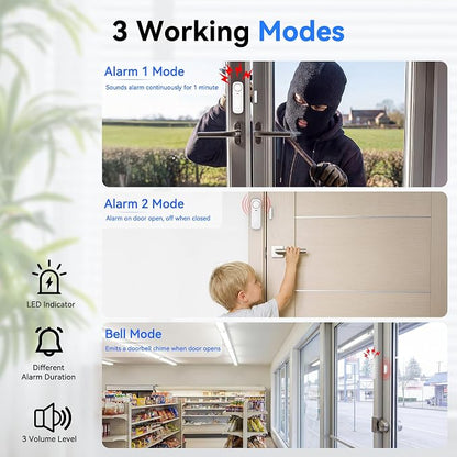 TECKNET Door Alarms When Opened, 2.4G WiFi Smart Door Sensor Alarm & Chime - Image 3