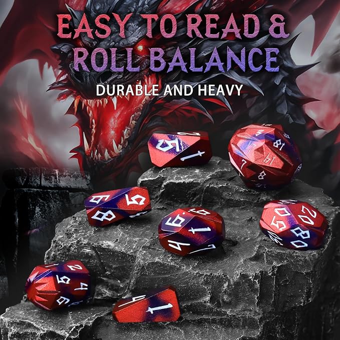 Metal Dice Set D and D for Dungeons and Dragon, Metal Polyhedral DND Dice - Image 5