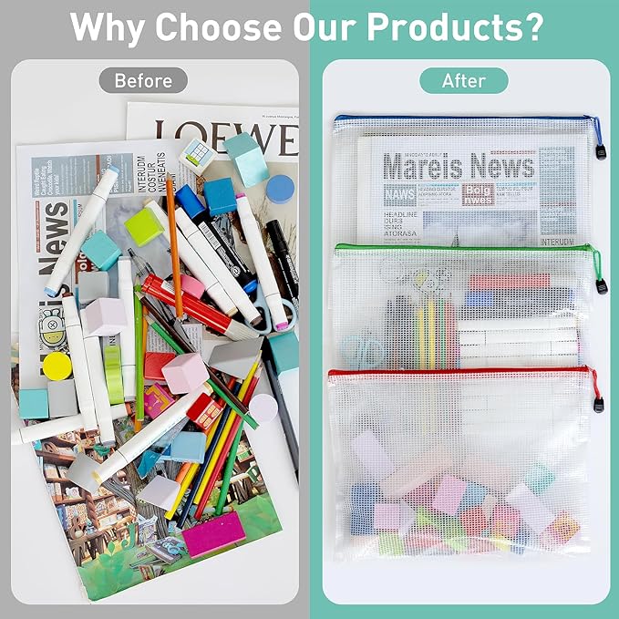 18pcs Mesh Zipper Pouch Bags, B5 Mesh Pouch, 9 Color Zipper Pouches - Image 4
