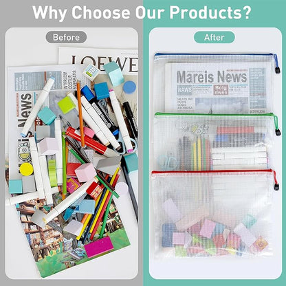 18pcs Mesh Zipper Pouch Bags, B5 Mesh Pouch, 9 Color Zipper Pouches - Image 4