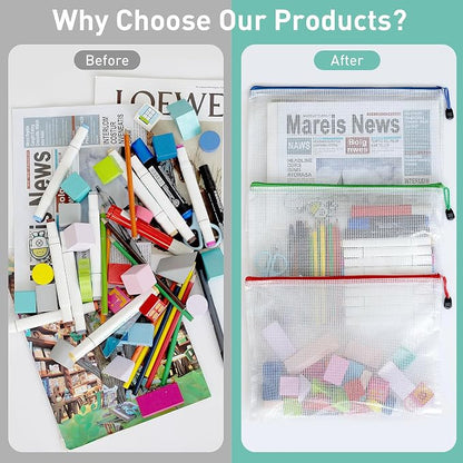 32pcs Mesh Zipper Pouch Bags, B5 Mesh Pouch, 8 Color Zipper Pouches - Image 4