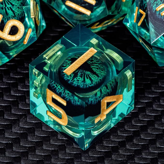 ARUOHHA Dragon Eye Dice Liquid Core DND Dice Green Sharp Edged Dice Set - Image 4